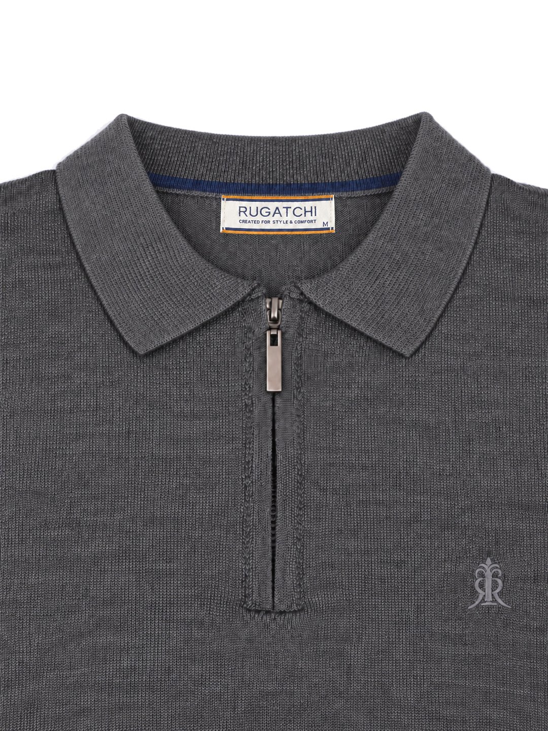 Cotton Plain Knit - Zip Polo Collar